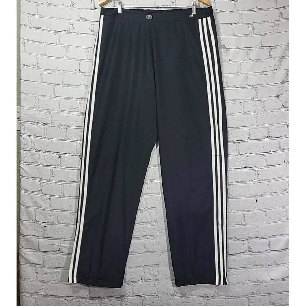 Adidas Climalite Pant Three Stripe Black Polyester Track Warm Up Pocket Lined XL
